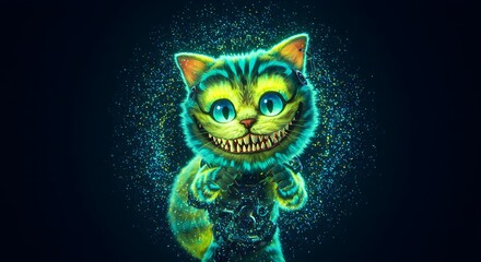 Psychedelic Cheshire Cat Illustration from Wonderland