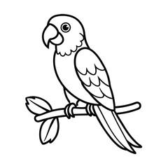 cute parrot on branch coloring page