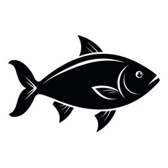vector illustration of a fish isolated silhouette icon on white background