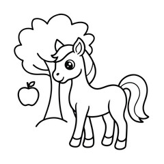 cute pony coloring page apple tree
