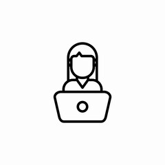 woman worker laptop icon sign vector