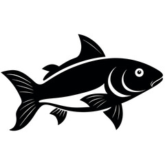 vector illustration of a fish isolated silhouette icon on white background