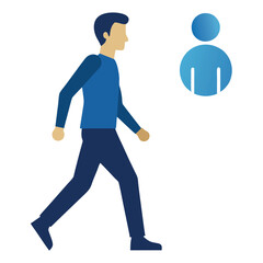 man with walking isolated vector silhouette icon on white background