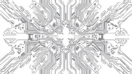 Fototapeta premium Abstract symmetrical circuit board pattern (1)