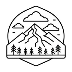 vector illustration of a mountain silhouette icon isolated on white background