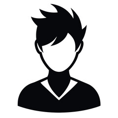 vector illustration of a man with long hair isolated silhouette icon on white background