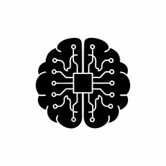 creative details Outline silhouette brain chip icon sign vector
