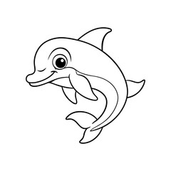 Obraz premium Dolphin Doing a Flip Kids Coloring Page Vector