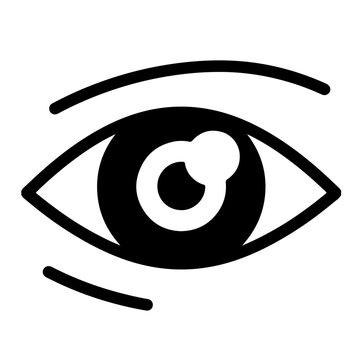 A black illustration of an eye with a cataract.