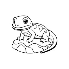 Fototapeta premium Lizard Basking on a Rock Kids Coloring Page Vector