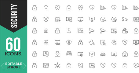 Security Icon Set – Safe, Privacy, Data Protection, CCTV, Firewall & Cybersecurity Icons (Vector)

