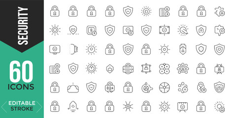 Security Icon Set – Safe, Privacy, Data Protection, CCTV, Firewall & Cybersecurity Icons (Vector)

