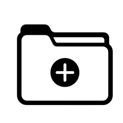 A black folder icon with a plus sign inside, symbolizing new folder creation.