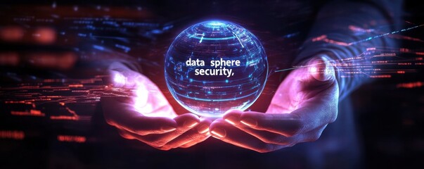 Hands Holding Data Sphere Security