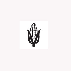 Abstract Black and White Corn Icon – Minimalist Silhouette of Corn Cob