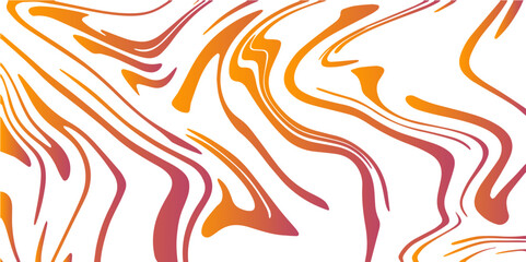 Orange Marbleized Stripes With marble ink texture. Splash of paint with Colorful liquid isolated on transparent background. Fluid, organic smooth, paint-like lines with mimic ink and acrylic flow.