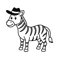 cute zebra wearing a hat coloring page