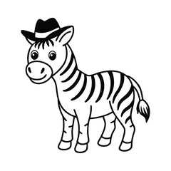 cute zebra wearing a hat coloring page