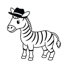 cute zebra wearing a hat coloring page