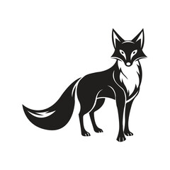 Fox animal Silhouette , white background Minimalist fox vector illustration