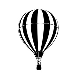 Obraz premium A black and white illustration of a hot air balloon with vertical stripes.