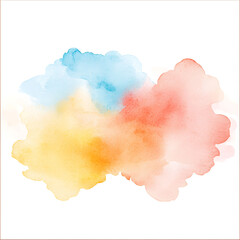 Abstract Watercolor Wash with Orange, and Blue.