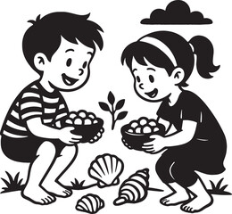 boy and girl with cake