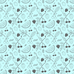 A seamless pattern with vector illustrations in a juicy summer theme for print and textile design