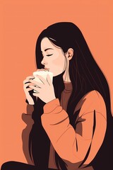 Flat Illustration of Woman Empowerment Reading and Thinking, Travel and Growth 