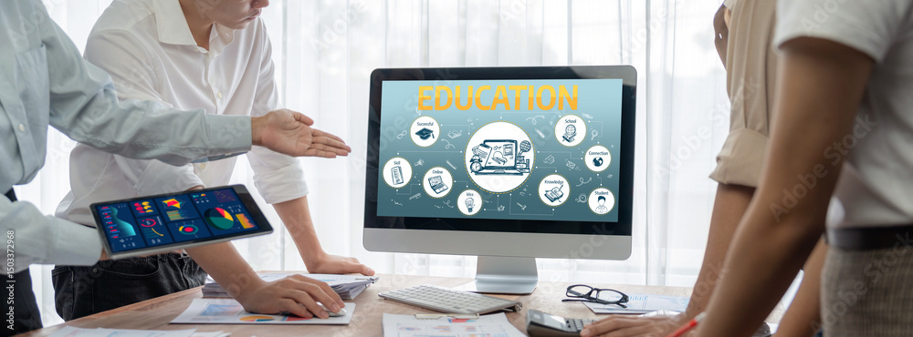 Leinwandbilder e-learning website with sofware for student to study online on the internet network brisk