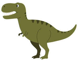 Dinosaur T-Rex isolated on a white background. Cartoon icon for package design. Vector illustration of tropical fruits in flat style