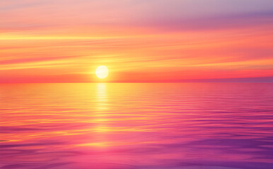 Fototapeta premium Serene Sunset over Calm Ocean Waters Vibrant Hues Peaceful Scene