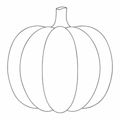 Pumpkin coloring page simple and minimal line art illustration on white background