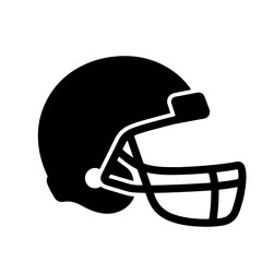 A black silhouette illustration of a football helmet.