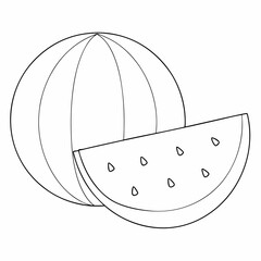 Watermelon coloring page simple and minimal line art illustration on white background