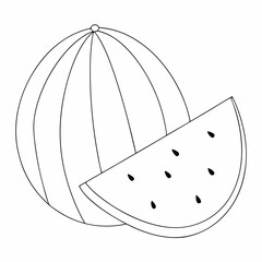 Watermelon coloring page simple and minimal line art illustration on white background