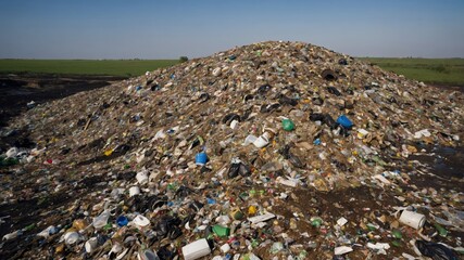 Massive Landfill with Plastic and Waste, Environmental Pollution and Contamination.