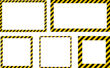 Yellow and black caution warning tape frame. square and rectangle Frame. designed for industrial safety. Caution tape border and safety stripe. roadwork construction

