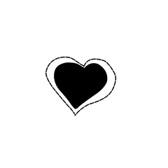 Hand Drawn red heart on white background