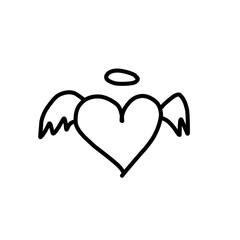 Hand Drawn heart with wings