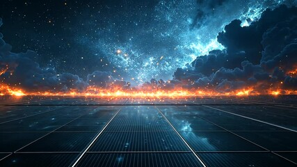 Illuminated city grid under a starry night sky - Powered by Adobe