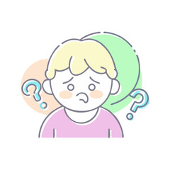 Obraz premium Icon of confused boy with a questioning expression