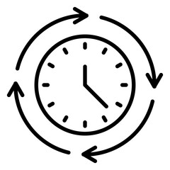 Round The Clock Outline Icon