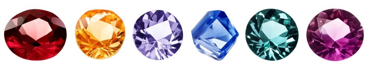 Colorful Gemstones Collection Isolated on White Background, gemstone, jewelry