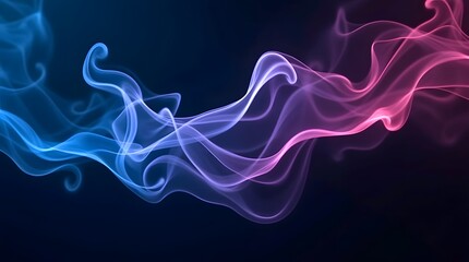 Abstract flowing blue and purple smoke curves on a black background, perfect for artistic motion designs