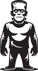 Frankenstein Monster Silhouette Standing with Bolts on Neck

