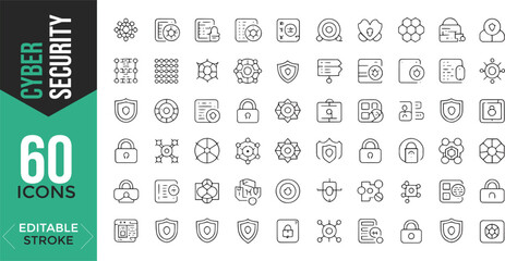 Cyber Security Icon Set – Data Protection & Secured Network Symbols | Vector Technology Collection

