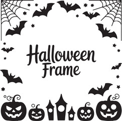 Halloween Frame with Bats and Pumpkins

