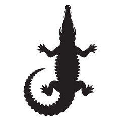 Sleek Black Crocodile or Alligator Silhouette Vector