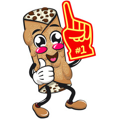 cute cannoli vektor illustration mascot character raise finger foam, work of hand drawn